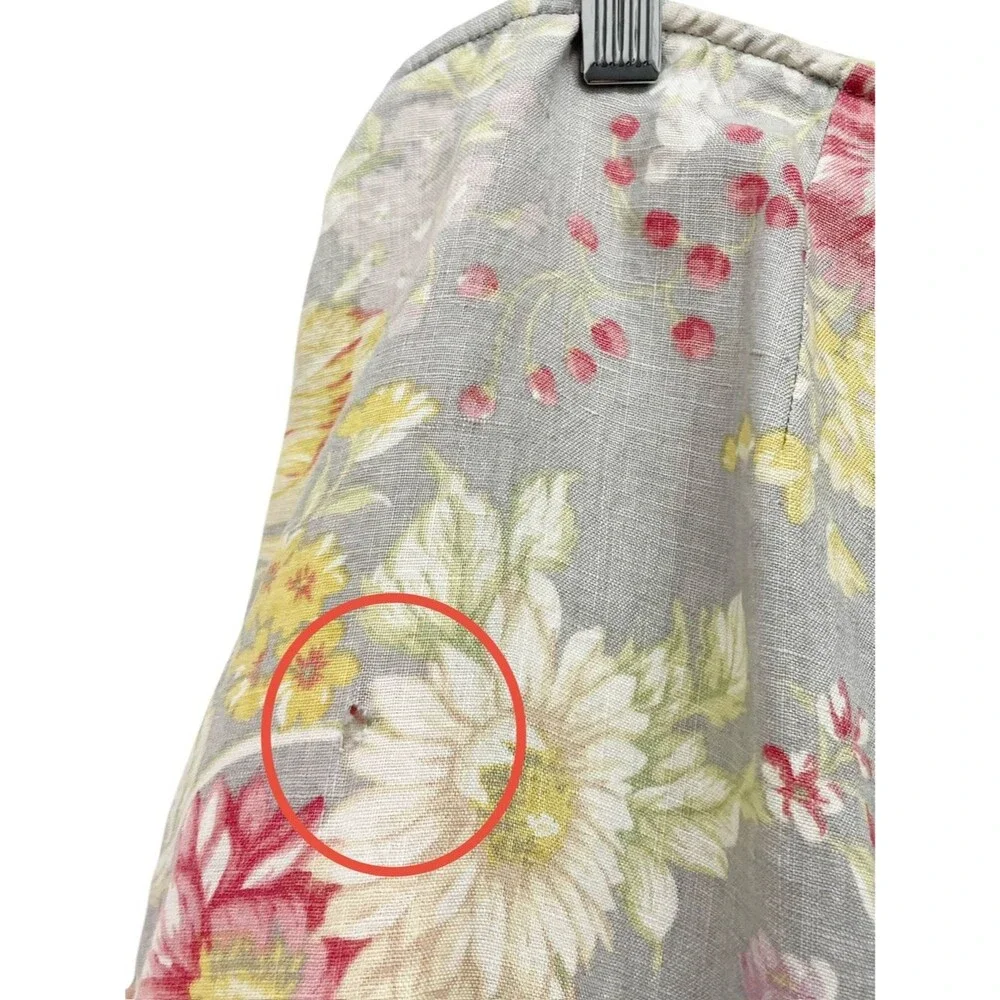 Vintage Lauren Ralph Lauren Floral Linen Wrap Skirt Gray Pink Yellow Sz 18W Midi